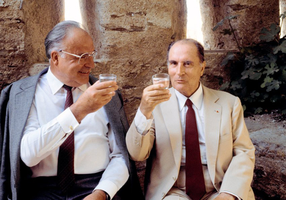 President Francois Mitterrand and Chancellor Helmut Kohl Meeting in Briancon